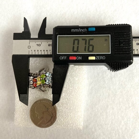 Sterling Silver 925 Multi Color Oval Cubic Zirconia CZ Ring Sz 7.75 - Picture 16 of 16